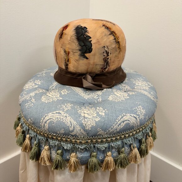 1960s Vintage Velvet Feather Hat.
